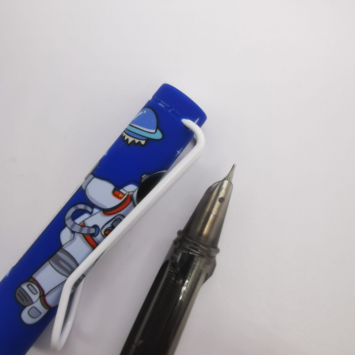 Stilou cu guma si cerneala termosensibila, tip Friction, cu stergere si rescriere, cu Penita Ascunsa, cu Astronauti, multicolor, Vision XXI [3]