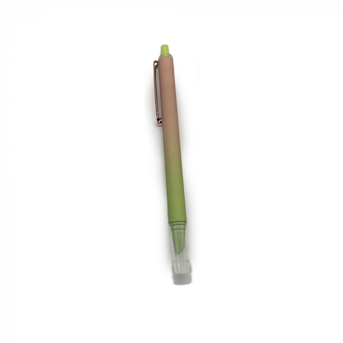 Stilou cu Penita ascunsa si mecanism tip Click 5543, Metal cauciucat, Clips auriu, cu patron, Culoare Verde, Vision XXI [2]