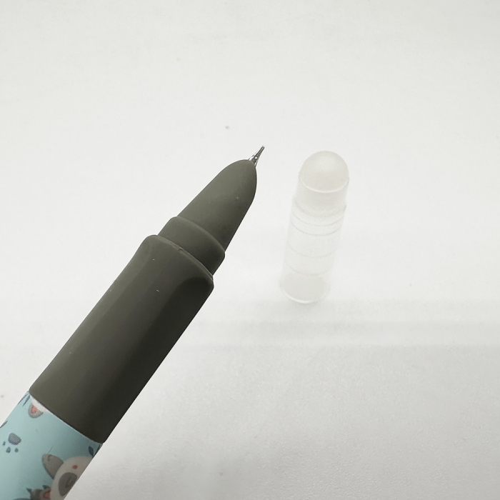 Stilou de plastic cu mecanism si penita ascunsa, 5039M, cu radiera si cerneala termosensibila, Nature, cartus de 5cm, Grip ergonomic, gri, Vision XXI [2]