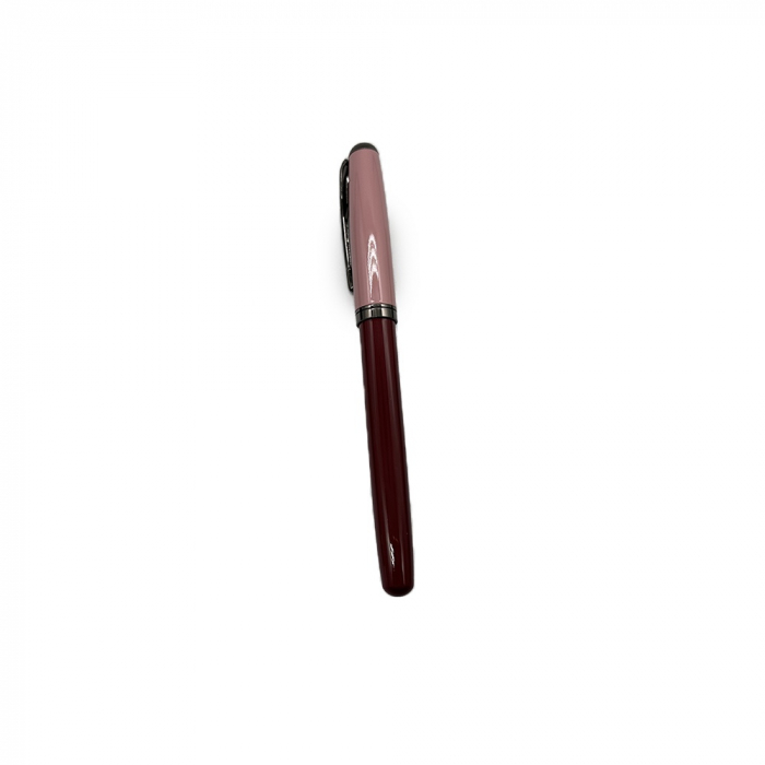Stilou Metalic cu Penita ascunsa 023A, Robust si Elegant, Incarcare duala patron sau rezervor, Grip ergonomic din metal, Bordo Lucios, Vision XXI [2]