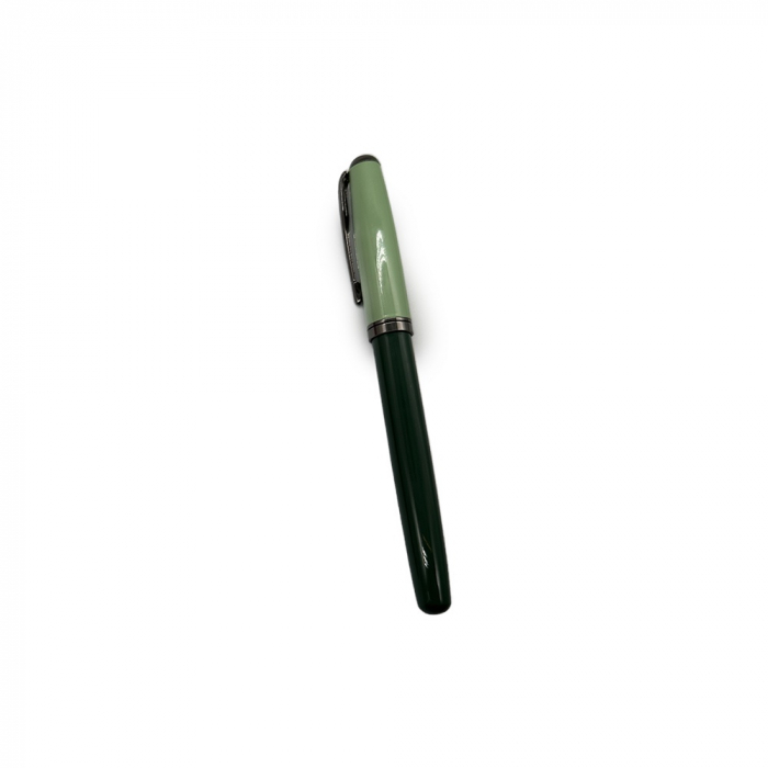 Stilou Metalic cu Penita ascunsa 023A, Robust si Elegant, Incarcare duala patron sau rezervor, Grip ergonomic din metal, Verde Lucios, Vision XXI [2]