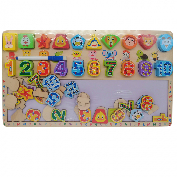 Tabla din lemn, "Digital Shape Board 3 in 1", cu cifre, carioca si simboluri Vision [2]