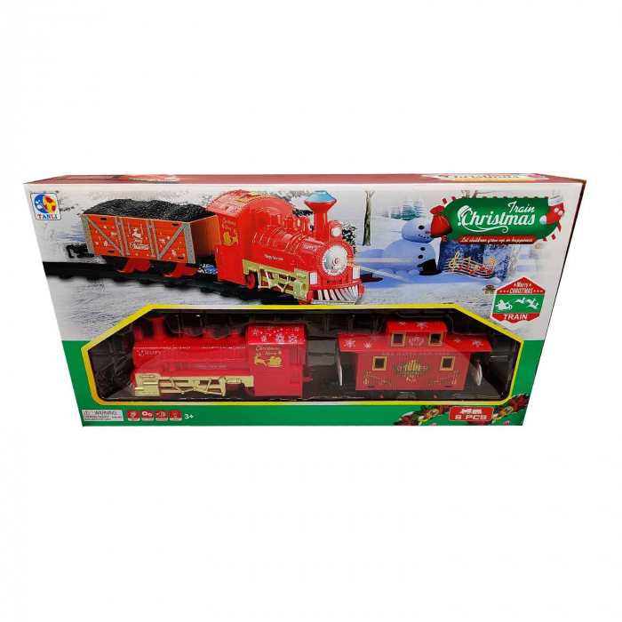 Tren cu sine de Craciun, 8 piese, Locomotiva cu un vagon, VisionXXI [2]