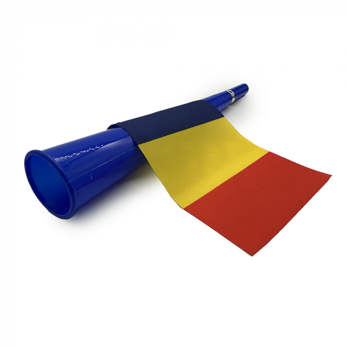 Vuvuzela cu Steag Tricolor "Hai Romania", 36cm, Euro 2024, albastru, VisionXXI [3]
