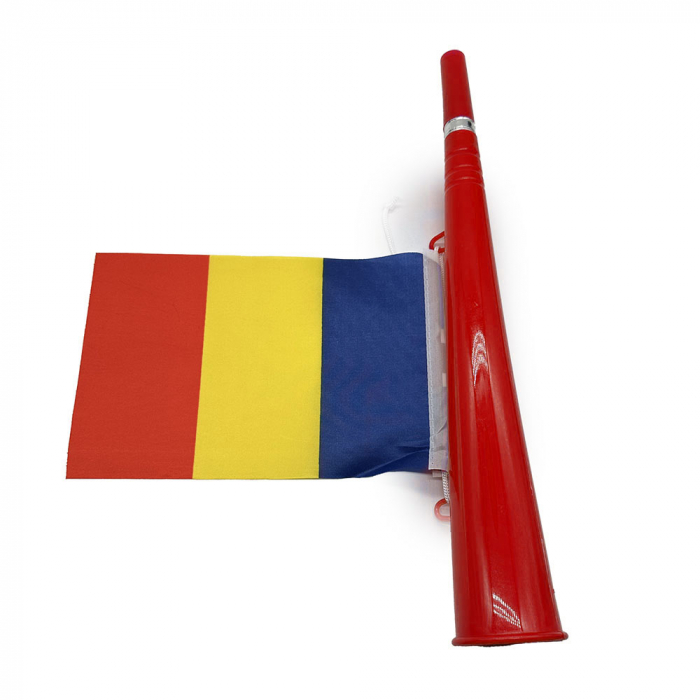 Vuvuzela cu Steag Tricolor "Hai Romania", 36cm, Euro 2024, rosu, VisionXXI [2]
