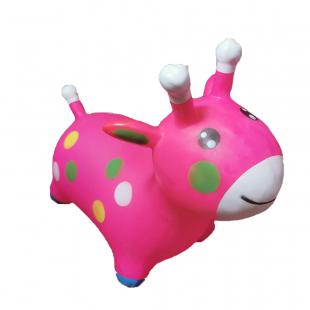Jucarii si jocuri pentru copii - Animal Gonflabil pentru Sarit, cu Coarne, roz, 75 cm, material gros, VisionXXI