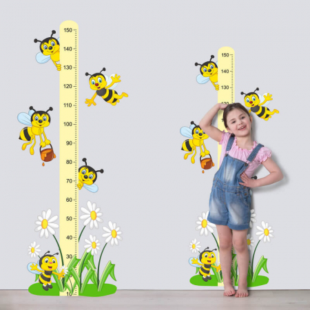 Wallpaper - Autocolant - Metru de măsurare a creșterii cu albine 150cm