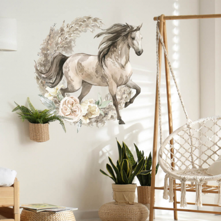 Wallpaper - Autocolant pentru perete - Cal maro în stil boho