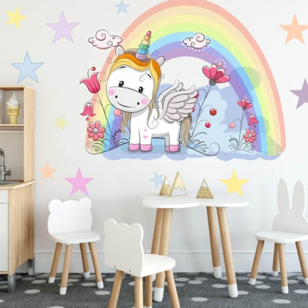 Wallpaper - Autocolant - Unicornul meu N.1 - Unicorn 60 x 80 cm + text și stele