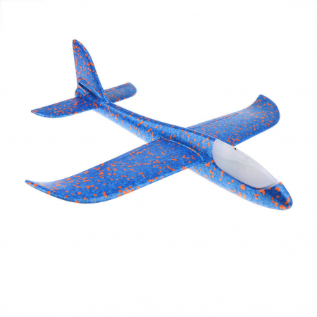 Avion planor Vision din polistiren cu LED, Albastru, lungime 30 cm, Robentoys [0]