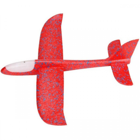 Avion planor din polistiren cu LED, Rosu, lungime 30 cm, Vision [0]