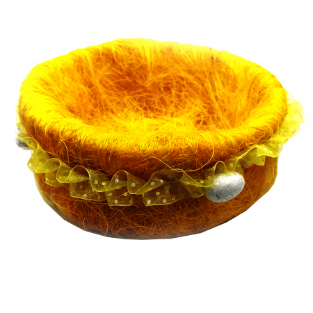 Paste - Cos decorativ rotund pentru oua, de Paste, 18x7cm, galben, Vision