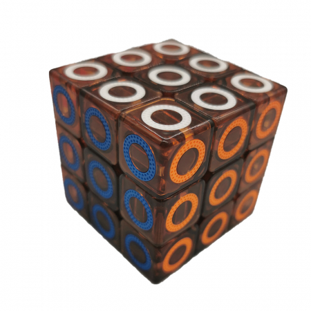 Jocuri de memorie si inteligenta - Cub Rubik 3x3x3 Magic Cube, cu buline colorate si insertii negre, 60mm, VisionXXI