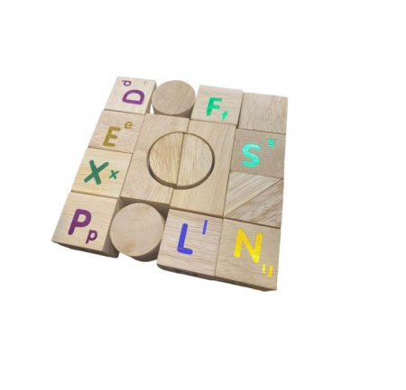 Cuburi educative Vision, din lemn, cu  litere imprimate in diferite nuante [1]