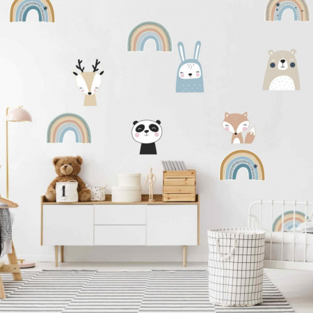 Wallpaper - Curcubee în culori pastelate, autocolante pentru perete NEUTRE