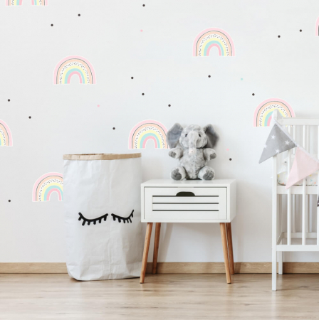 Wallpaper - Curcubee pastelate cu puncte - autocolante pentru perete pentru fete