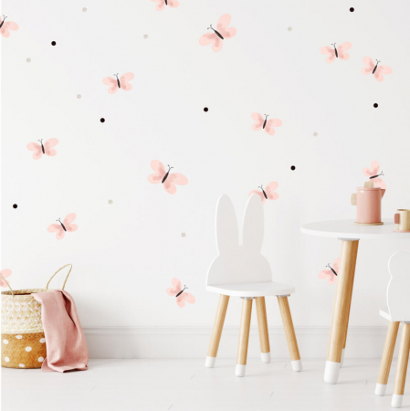 Wallpaper - Decorațiuni în acuarelă - Fluturi roz