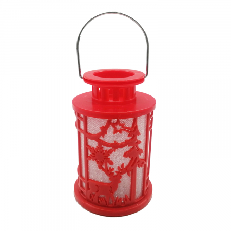 Articole de Craciun - Felinar Luminos LED Sclipitor, Tema de Craciun, Forma de Clopotel, culoare Rosu, 10cm, Vision®