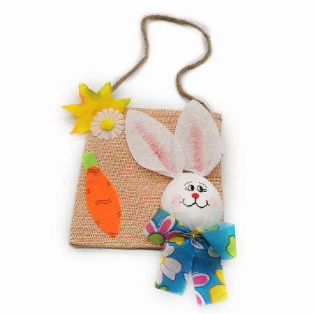 Paste - Gentuta pentru copii cu decoratiuni de Paste, material textil, pentru oua vopsite, 13cm, VisionXXI
