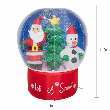 Glob Gonflabil 120 cm, Mos Craciun, Bradut si Om de zapada, pentru Exterior si Interior, iluminat LED, alimentare la priza, VisionXXI [1]