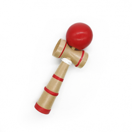Jucarii interactive copii - Joc de indemanare Kendama Knight, lemn fag, natur, 23cm, diametru bila 6cm - Vision®