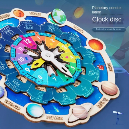 Joc de lemn Planetarium cu Sistemul Solar, Horoscop, Ceas, Vreme, 28 cm, VisionXXI [3]