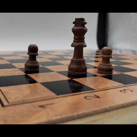 Joc de Sah, Table si Dame, 34cm, Tabla si Piese din Lemn, 2023, VisionXXI [5]