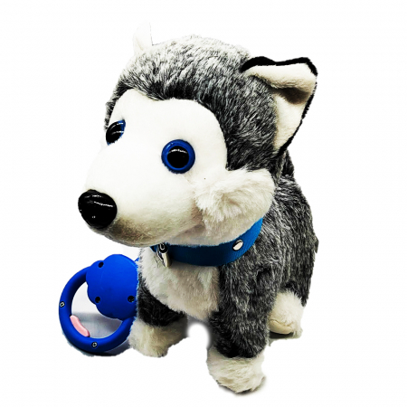 Jucarii interactive copii - Jucarie interactiva, catelus cu lesa, Happy Dog, canta, se plimba, da din codita, 24 cm, Vision XXI