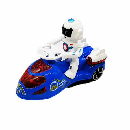 Jucarii interactive copii - Jucarie interactiva, Space Police Robot, cu motocicleta, lumineaza, canta, 18 cm, Vision XXI