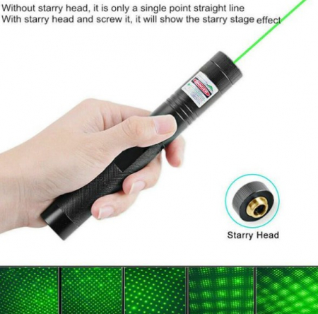 Lanterna cu Laser pointer verde puternic cu acumulator 10000 mW, 16 km, 1 acumulator Li-ion 8800mAh, profesionala, Negru, VisionXXI [4]
