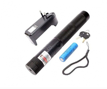 Lanterna cu Laser pointer verde puternic cu acumulator 10000 mW, 16 km, 1 acumulator Li-ion 8800mAh, profesionala, Negru, VisionXXI [1]