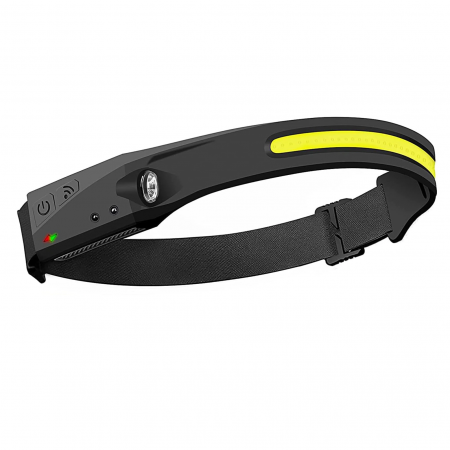 Activitati in Aer Liber - Lanterna frontala cu acumulator intern, 45m, 350lm, G28, pentru pescuit, camping, drumetii, cu senzor miscare, waterproof, banda leduri, VisionXXI