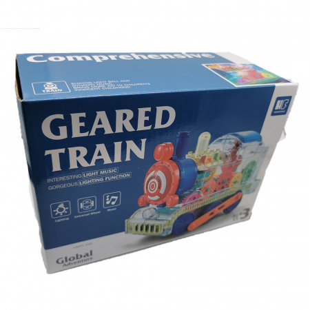 Locomotiva de jucarie Transparenta, cu sunet si lumini, rotite si angrenaj vizibile, 20cm, VisionXXI [1]