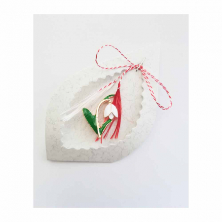 Martisor - Martisor brosa "Ghiocelul singuratic" pe carton decupat