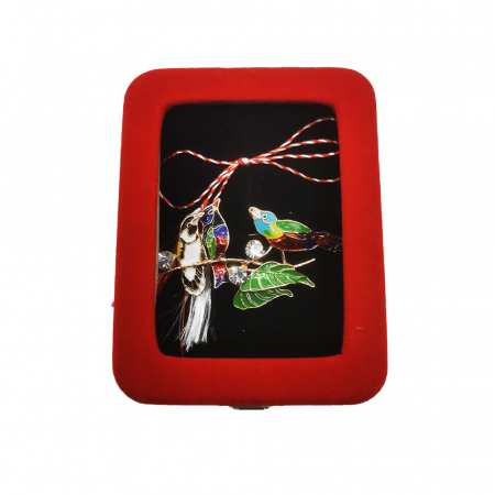 Martisor - Martisor Brosa Mare in cutie de catifea rosie cu fereastra de sticla, Pasaroi si Pasarele, VisionXXI