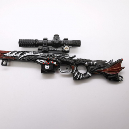 Miniatura de colectie Pusca Sniper 17 cm, Integral din metal, cu luneta, amortizor si trepied demontabile, Model Negru, Vision XXI [3]