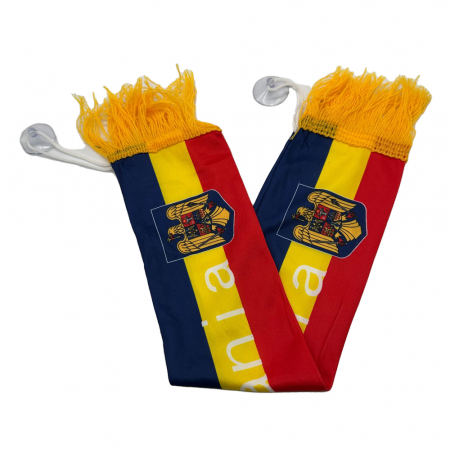 Minifular Tricolor Romania, 9x50 cm, cu franjuri, pentru interior auto, cu ventuze, Vision XXI [1]