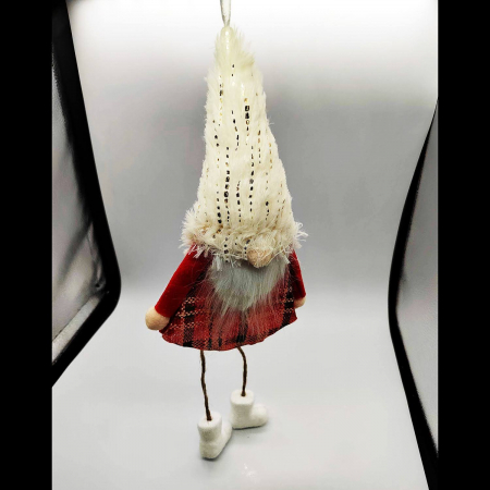 Ornament Atarnator pentru Usa, Geam sau Brad, Elf Gnom cu Barba, Rosu, 21+12cm, VisionXXI [3]