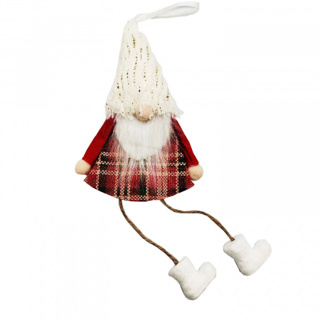 Articole de Craciun - Ornament Atarnator pentru Usa, Geam sau Brad, Elf Gnom cu Barba, Rosu, 21+12cm, VisionXXI