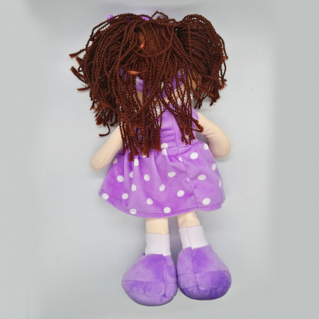 Papusa de plus ADA, 40cm, in rochita Mov cu Floarea Soarelui si bentita pe cap, care canta in Limba Romana melodia "Iepuras Coconas" [1]