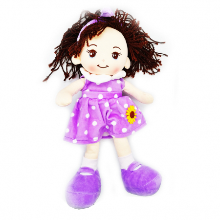 Papusa de plus ADA, 40cm, in rochita Mov cu Floarea Soarelui si bentita pe cap, care canta in Limba Romana melodia "Iepuras Coconas" [0]