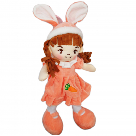 Papusa de Plus ADA, 40cm, in rochita roz cu iepuras, care canta in limba romana "Iepuras coconas" [0]