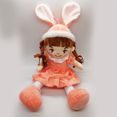 Papusa de Plus ADA, 40cm, in rochita roz cu iepuras, care canta in limba romana "Iepuras coconas" [1]