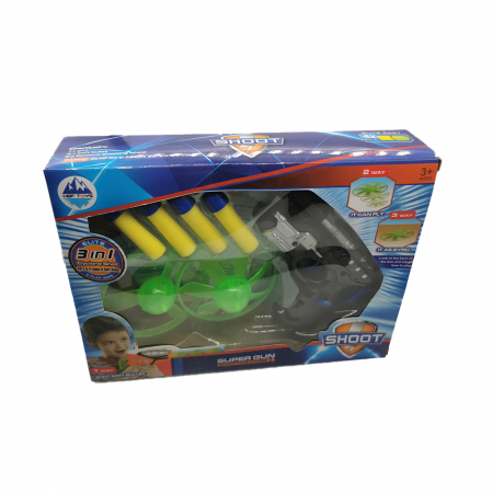 Arme de jucarie - Pistol SHOOT GUN, 3 in 1, Gloante de burete, Freesby, Titirez, Vision®