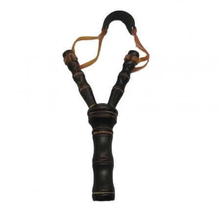 Jucarii interactive copii - Prastie de jucarie cu Maner de Lemn, Cauciuc Natural, Suport de piele naturala, 19 cm, VisionXXI