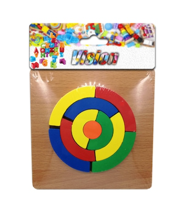Puzzle - Puzzle lemn incastru 12 piese, cerc, 15x15cm, Vision