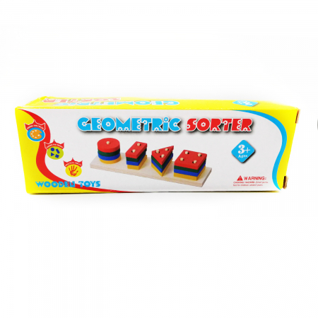 Puzzle - Puzzle lemn,  Vision, sortator educational de figuri geometrice, 17 de piese