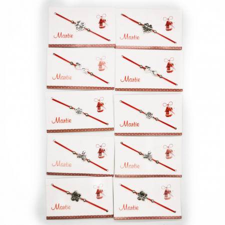Martisor - Set 10 Bratari de Martisor, tip Kabbalah K2, reglabile, Diverse Simboluri, ambalate individual, cu medalion si bile, Colectia VisionXXI