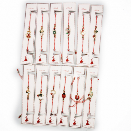 Set 12 Bratari de Martisor, reglabile, Diverse Simboluri, ambalate individual, cu medalion si bile, Fond Auriu, Colectia VisionXXI [1]