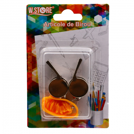 Articole suporteri - Set 2 bucati, Fluier din metal cu snur, 4 x 1.6 cm